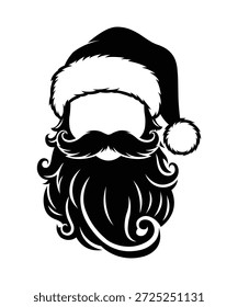 Barba de Papá Noel y sombrero de la silueta negra Obra de arte