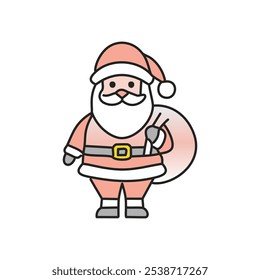 Festive santa claus cartoon. Happy Santa carries gifts, symbolizing joy and generosity of the Christmas season.  A cheerful, lighthearted illustration.