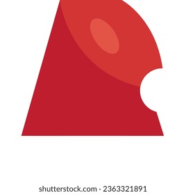 Festive Santa Claus hat. Red headdress with pompom and white fur trim. Simple festive drawing element to decorate template, postcard or poster. Flat vector symbol isolated on white background