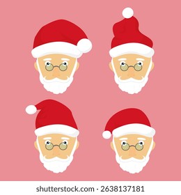 Festive Santa Claus hat variations on pink background. Vector illustration, EPS10