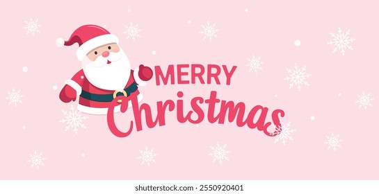 Festive Santa Claus with Merry Christmas greeting celebrating the holiday spirit. Christmas banner design. Vector Illustration. 