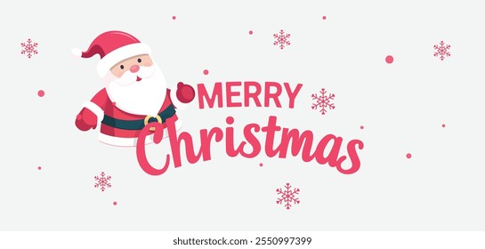 Festive Santa Claus with Merry Christmas greeting celebrating the holiday spirit. Christmas banner design. Vector Illustration. 