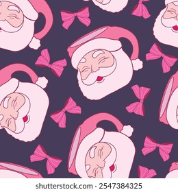 Patrón festivo de Santa Claus en rosa con arcos decorativos