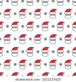 Festive Santa Claus Seamless Christmas Pattern Art. Ideal for adding a festive touch to Christmas-themed designs, wrapping paper, holiday decor, and party invitations.