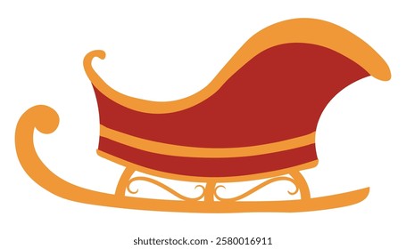 Festive Santa Claus Sleigh. Traditional Christmas and New Year decoration. Vector illustration