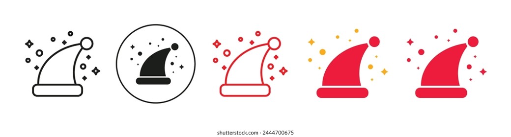 Festive Santa Hat Icons for Christmas Costume Decorations and Celebrations