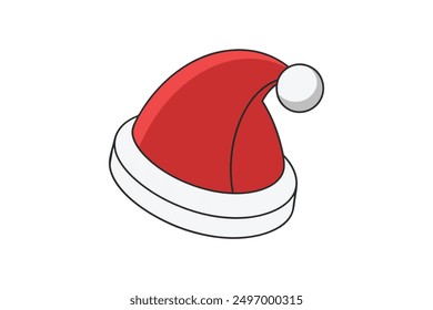 Festive Santa hat vector - perfect for holiday designs, digital art, and seasonal decor