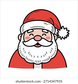 retrato festivo de Santa con Arte vectorial de barba aislado sobre fondo blanco