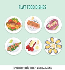 Festive seafood dishes food cooked modern delicacies with a presentation on the plate. 