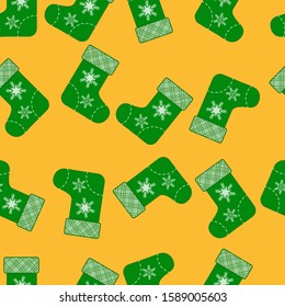 Festive seamless background with Christmas socks.