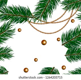Festive seamless background from fir-tree branches, for banners, cards, textiles, new year design.