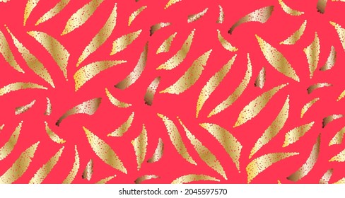 Festive seamless background with a golden pattern. Drawing with dots.  Vector illustration 