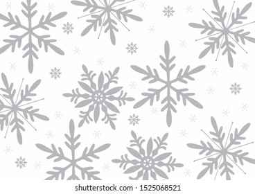 Festive seamless background. Grey snowflake pattern. Colored design for card, flyer, book, info banner frame, title sheet. Modern design. Vector illustration.