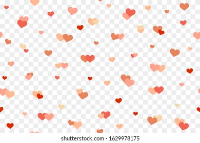 Festive seamless background with hearts on transparent. Valentine's day. Love and romance. February 14.
Hearts are isolated.
Vector illustration