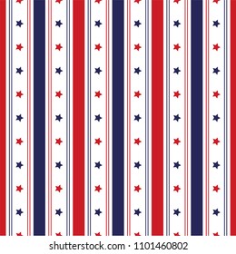 Festive seamless background in national colors USA red white blue. 