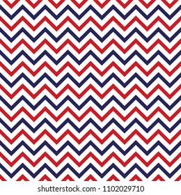 Festive seamless background in national colors USA red white blue. Strips, stars, fireworks Great idea for decorating holiday on July 4th, Independence memory Days, barbecue party Vector illustration
