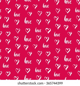Festive seamless hand-drawn pattern for Valentine's Day or wedding design. Design element for banner, card, invitation, postcard, textile, fabric. Vector illustration.