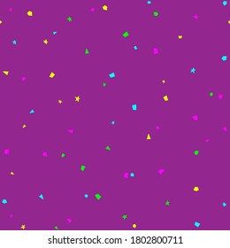 Festive seamless pattern with bright confetti. Vector illustration.