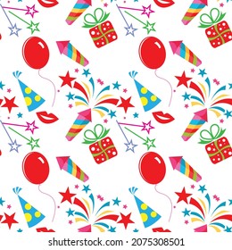 Festive seamless pattern for celebrations, birthdays. Vector image