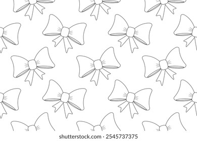 Patrón sin fisuras festivo con lazos de Navidad para colorear. Perfecto para decoraciones navideñas, manualidades y actividades para colorear.