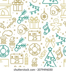 A Festive seamless pattern of Christmas icons