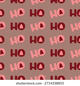 Patrón festivo sin fisuras “Ho-ho-ho” con un árbol de Navidad