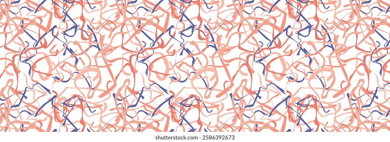 Festive seamless pattern with colorful flat chaotic ribbons and lines like tinsel. Vector, abstract repeating birthday background, for national holiday in flag colors, gift wrap, decoration.