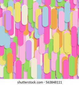 Festive seamless pattern with confectionery sprinkling. Office note stickers random mess repeated texture of pink, yellow, purple color. Bright and colorful vector background