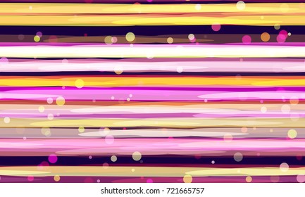 Festive Seamless Pattern with Confetti. Striped Texture with Glitter. Greetings Card, Cover, Banner, Cloth, Textile, Ad Background. Festive, Celebration, Birthday, Party, Holiday Pattern