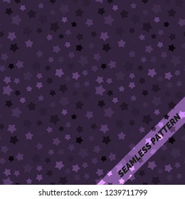 Festive seamless pattern. Dark background with stars. Endless ornament. Vector illustration.