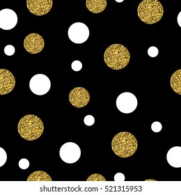 Festive Seamless Pattern with Gold dots. Polka, Dot, Small Chaotic Point