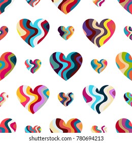 Festive seamless pattern of hearts. Romantic packaging.