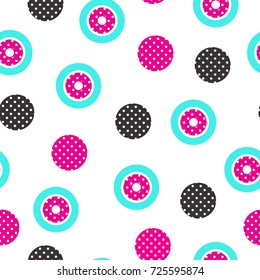 Festive Seamless Pattern in Memphis Pop Art Style Colorful Decorative Wallpaper with Simple Bold Block, geometric shapes