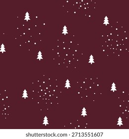 Festivo padrão sem costura com árvores de Natal brancas de luz minimalista em um fundo vermelho perfeito para férias envolvendo papel têxtil design scrapbooking e decoração festiva