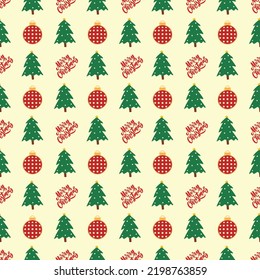festive seamless pattern. new year and christmas. christmas ball and christmas tree.
