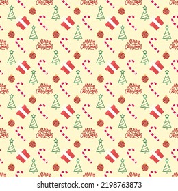 festive seamless pattern. new year and christmas. christmas ball and christmas tree.