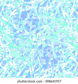 Festive Seamless Pattern With  Pieces Of Broken Abstract Glass Shards.  Creative Vector Illustration. Gentle Blue Freezing Drizzle Colors.  Light Modern Background. Shiny Backdrop. 