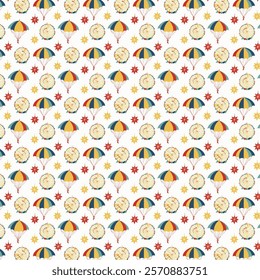 Festive Seamless Pattern for a Rio Carnival Celebration. Exotic and Colorful Designs for Rio Carnival