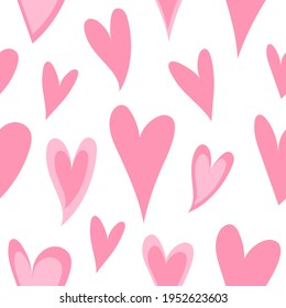Festive seamless pattern for valentine's day - for paper, for fabric, for textile, romantic wallpaper, cute pink double hearts.Cute pink hearts pattern, love texture, romantic print, simple background