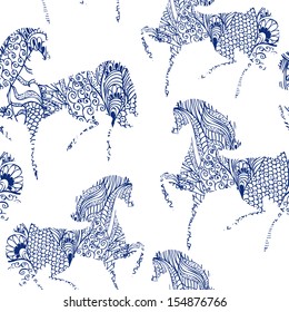 Festive seamless texture with horses