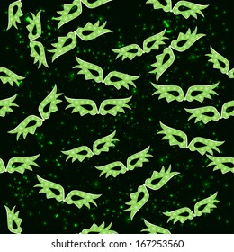 Festive seamless texture with masks, snowflakes, stars