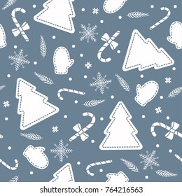 Festive seamless vector New Year pattern. Christmas background, seamless tiling, great choice for wrapping paper pattern. 
