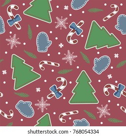 Festive seamless vector New Year pattern. Christmas background, seamless tiling, great choice for wrapping paper pattern. 