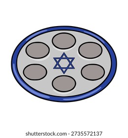 Festive Seder Plate vector illustration with Star of David