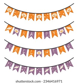 conjunto festivo de banderas de halloween, vector