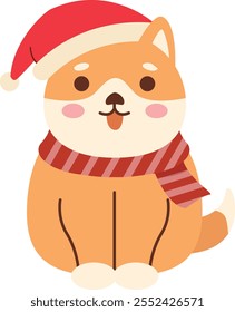 Festive Shiba Inu Dog Illustration for Christmas