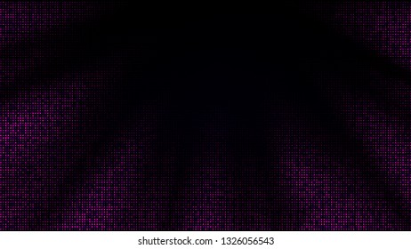 Festive shiny neon background. Halftone gradient pattern vector illustration. Explosion, salute. Pink dotted, purple dark halftone texture. Pop Art style purple pink comics Background. Dots background