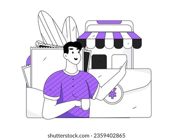 Festive Shopping E-Commerce Online Shopping People Flat Vector Concept Operation Hand Drawn Illustration
