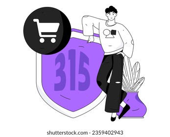 Festive Shopping E-Commerce Online Shopping People Flat Vector Concept Operation Hand Drawn Illustration
