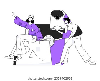 Festive Shopping E-Commerce Online Shopping People Flat Vector Concept Operation Hand Drawn Illustration

